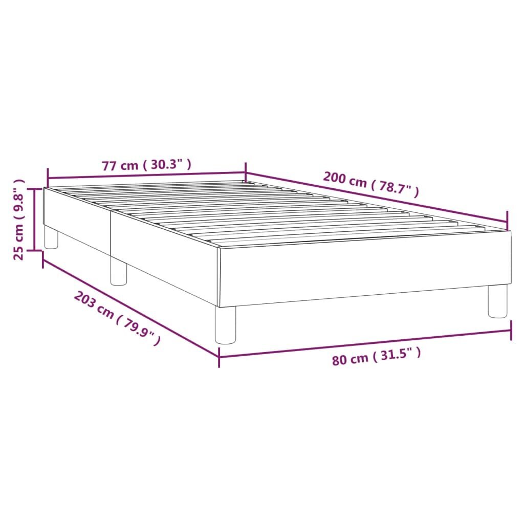 vidaXL atsperu gultas rāmis, melns, 80x200 cm, audums cena un informācija | Gultas | 220.lv