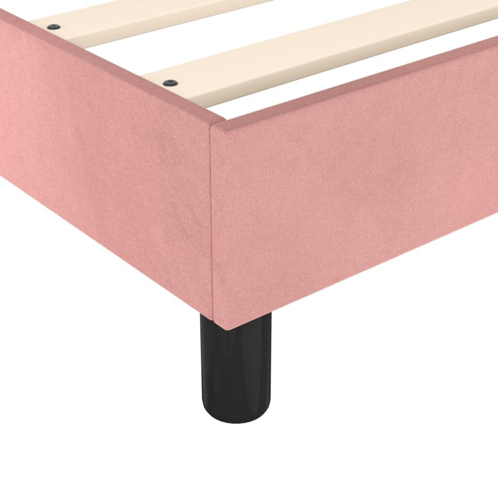 vidaXL atsperu gultas rāmis, rozā samts, 100x200 cm cena un informācija | Gultas | 220.lv