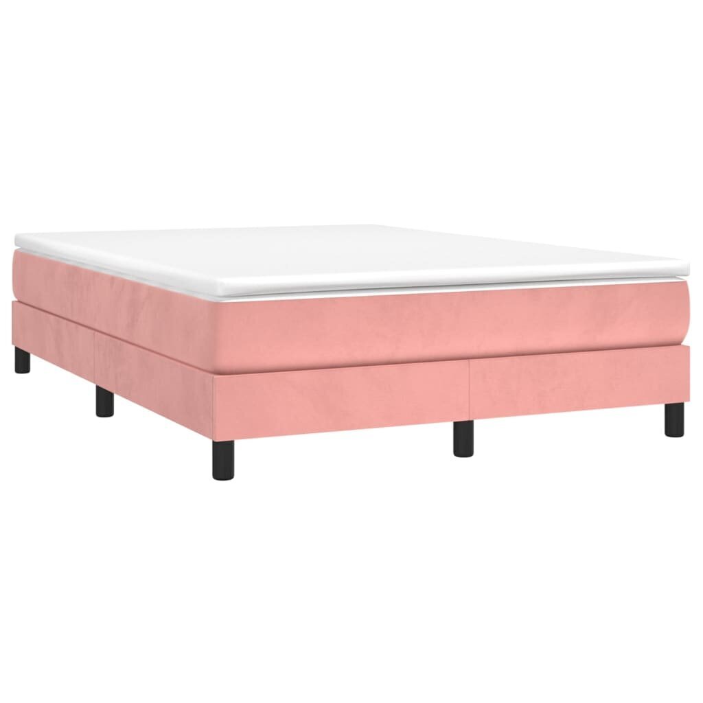 vidaXL atsperu gultas rāmis, rozā samts, 140x200 cm cena un informācija | Gultas | 220.lv