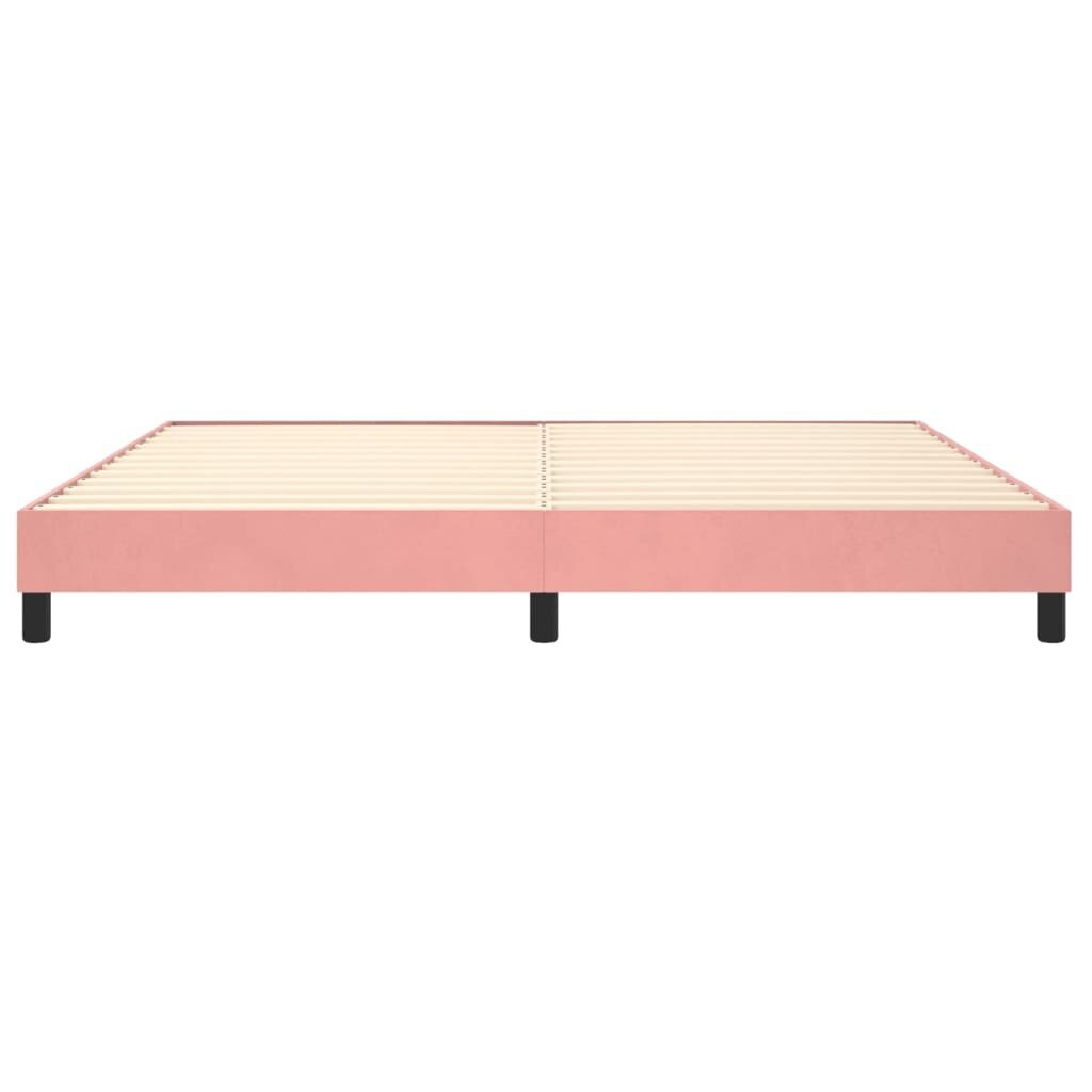 vidaXL atsperu gultas rāmis, rozā samts, 200x200 cm cena un informācija | Gultas | 220.lv