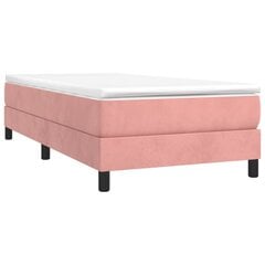 vidaXL atsperu gultas rāmis, rozā samts, 90x200 cm cena un informācija | Gultas | 220.lv