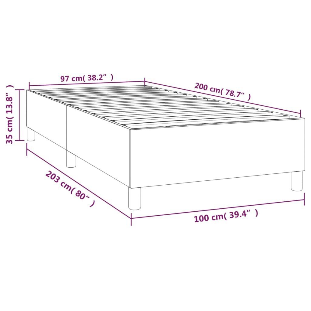 vidaXL atsperu gultas rāmis, tumši pelēks audums, 100x200 cm цена и информация | Gultas | 220.lv