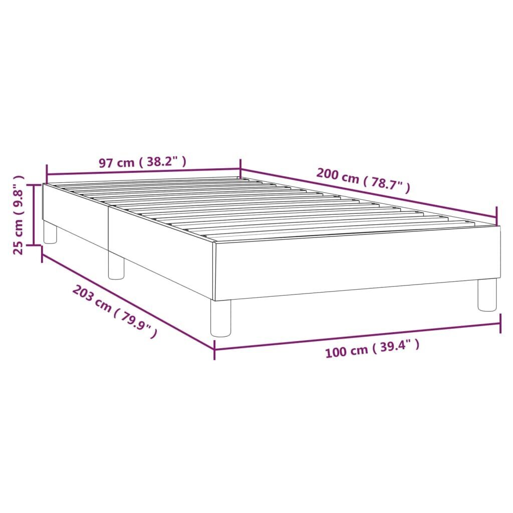 vidaXL atsperu gultas rāmis, tumši pelēks audums, 100x200 cm cena un informācija | Gultas | 220.lv