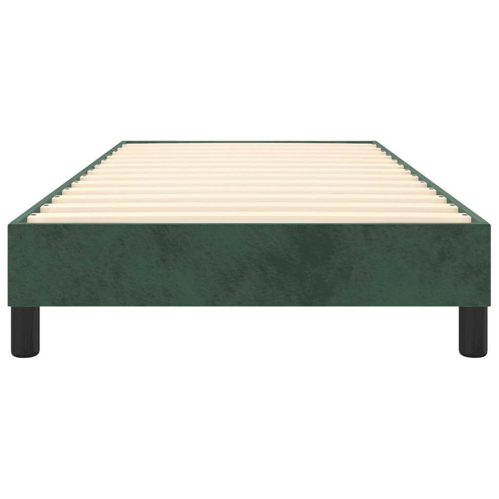 vidaXL atsperu gultas rāmis, tumši zaļš samts, 90x200 cm cena un informācija | Gultas | 220.lv
