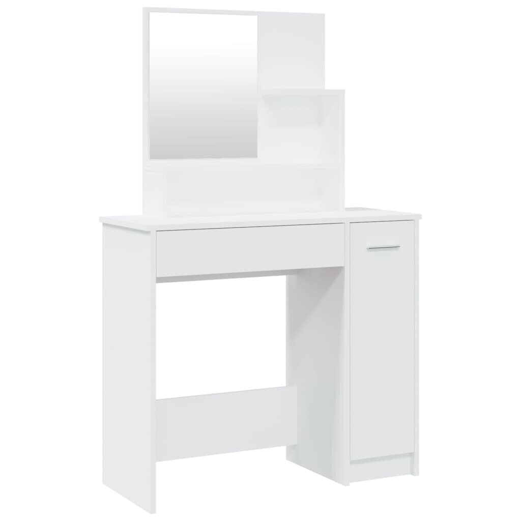 vidaXL galdiņš ar spoguli, balts, 86,5x35x136 cm цена и информация | Kosmētikas galdiņi | 220.lv