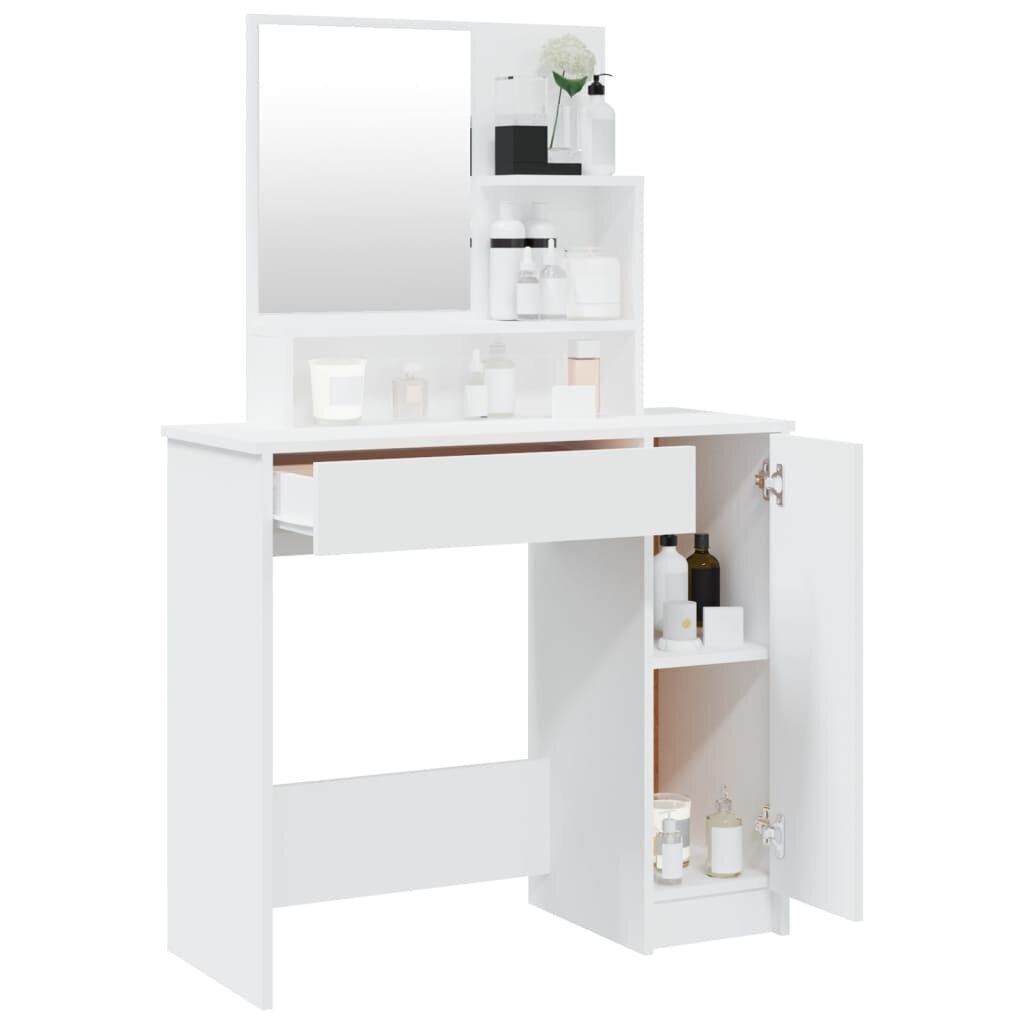 vidaXL galdiņš ar spoguli, balts, 86,5x35x136 cm cena un informācija | Kosmētikas galdiņi | 220.lv