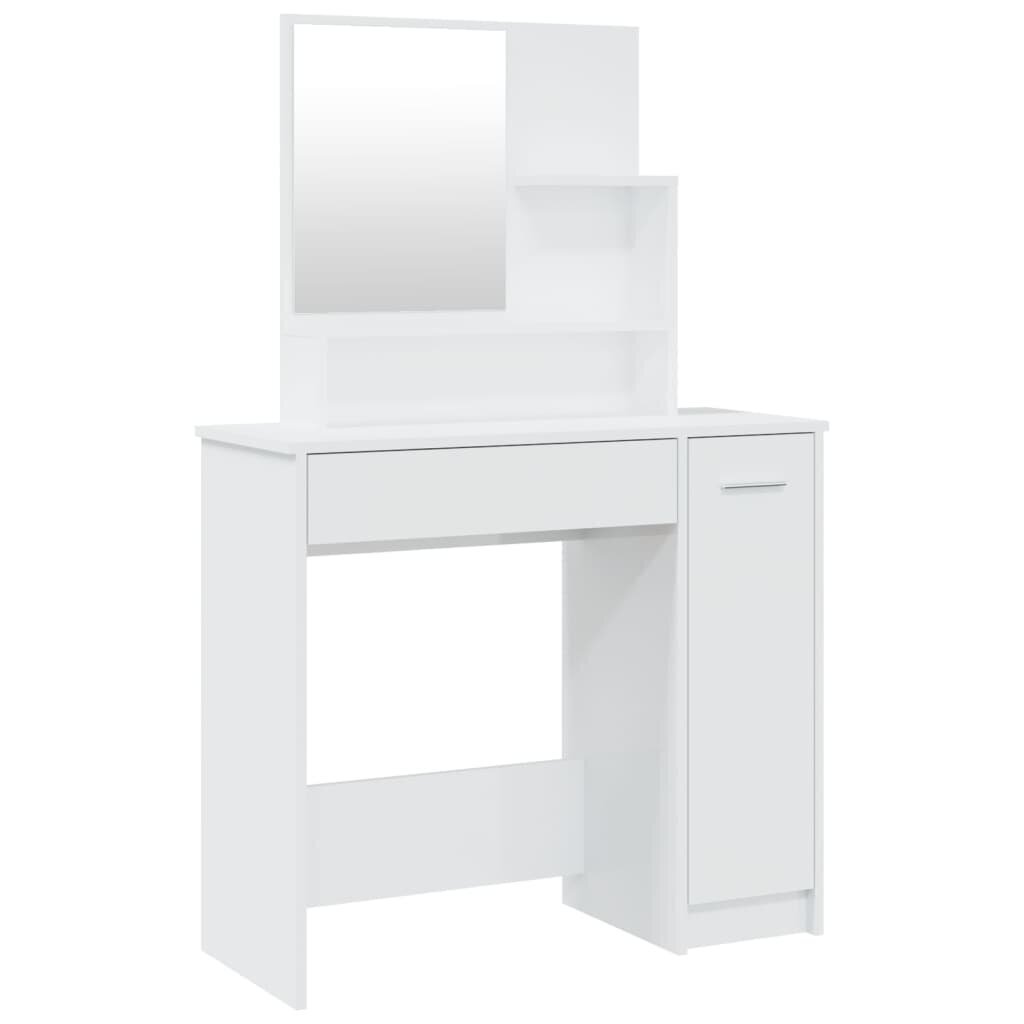 vidaXL galdiņš ar spoguli, spīdīgi balts, 86,5x35x136 cm цена и информация | Kosmētikas galdiņi | 220.lv