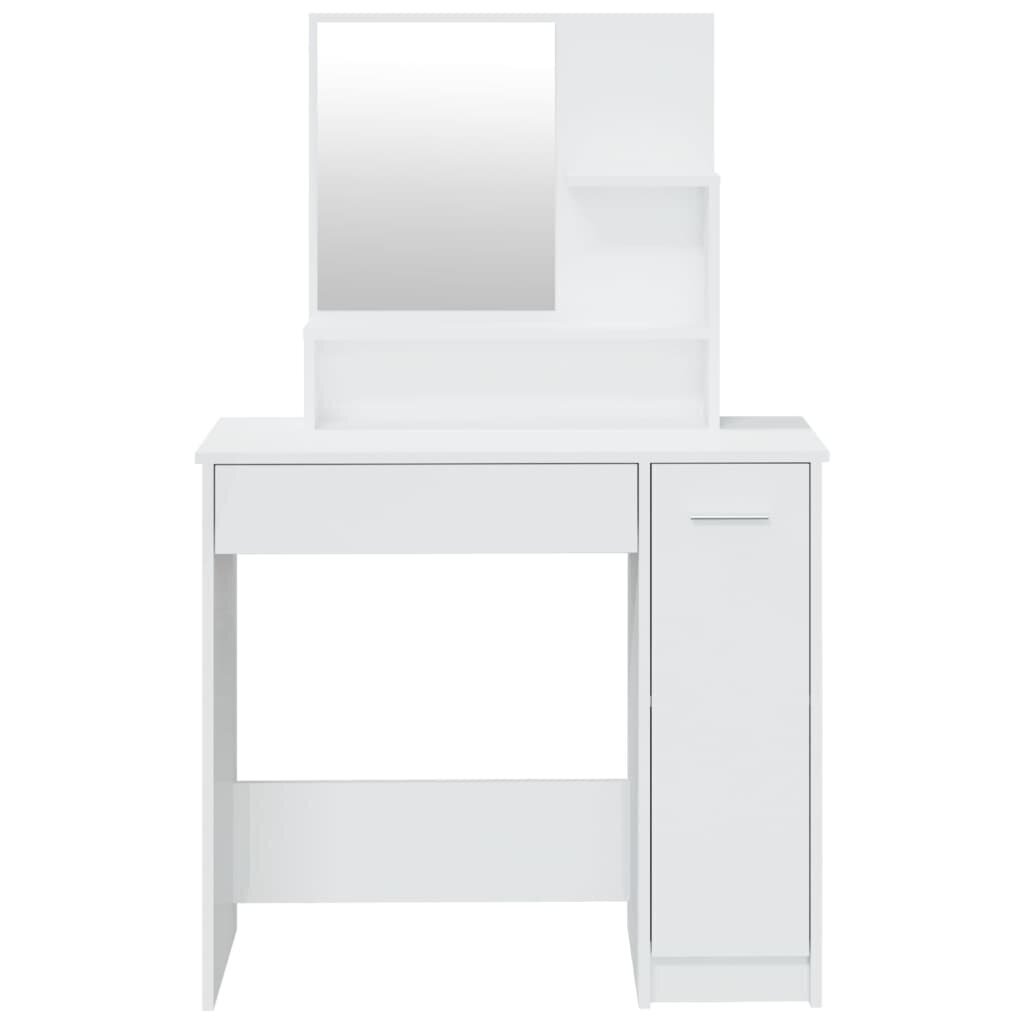 vidaXL galdiņš ar spoguli, spīdīgi balts, 86,5x35x136 cm cena un informācija | Kosmētikas galdiņi | 220.lv