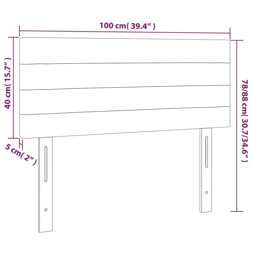 vidaXL gultas galvgalis, 100x5x78/88 cm, gaiši pelēks audums цена и информация | Gultas | 220.lv