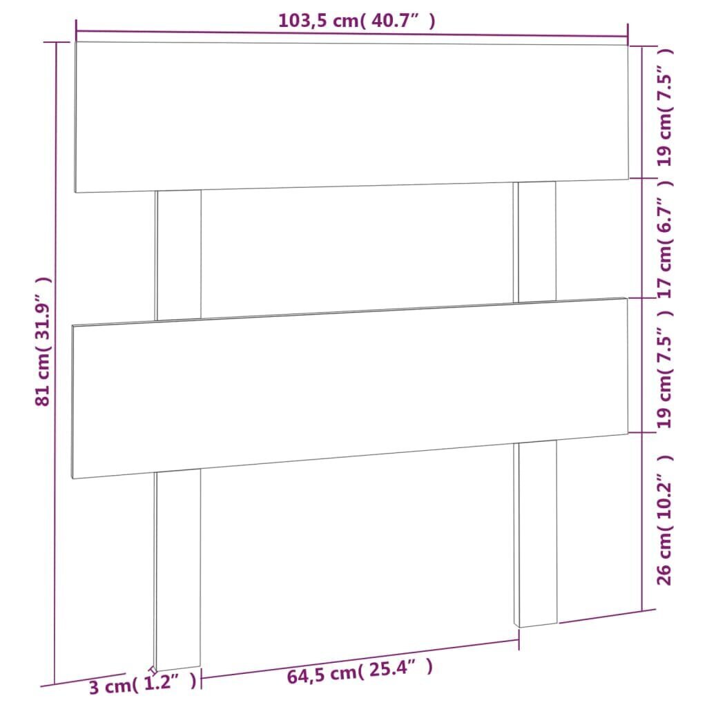 vidaXL gultas galvgalis, 103,5x3x81 cm, priedes masīvkoks cena un informācija | Gultas | 220.lv