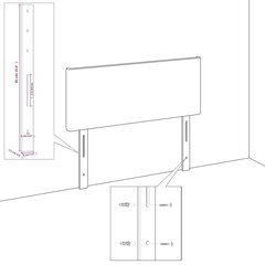 Изголовье со светодиодом, светло-серое, 103x16x78/88 см, бархат цена и информация | Кровати | 220.lv