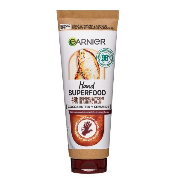 Atjaunojošs roku krēms ar kakao sviestu un keramīdiem Garnier Hand Superfood Cocoa, 75ml cena un informācija | Ķermeņa krēmi, losjoni | 220.lv