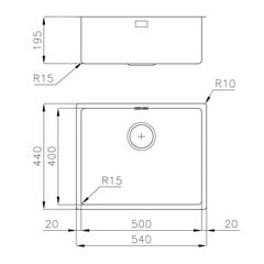 Foster izlietne KE R15 BOWL 500x400 цена и информация | Раковины на кухню | 220.lv