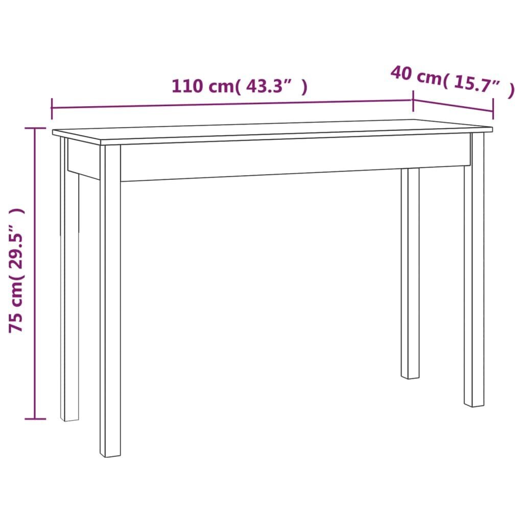 Konsoles galdiņš, balts, 110x40x75cm, priedes masīvkoks cena un informācija | Konsoles galdiņi | 220.lv
