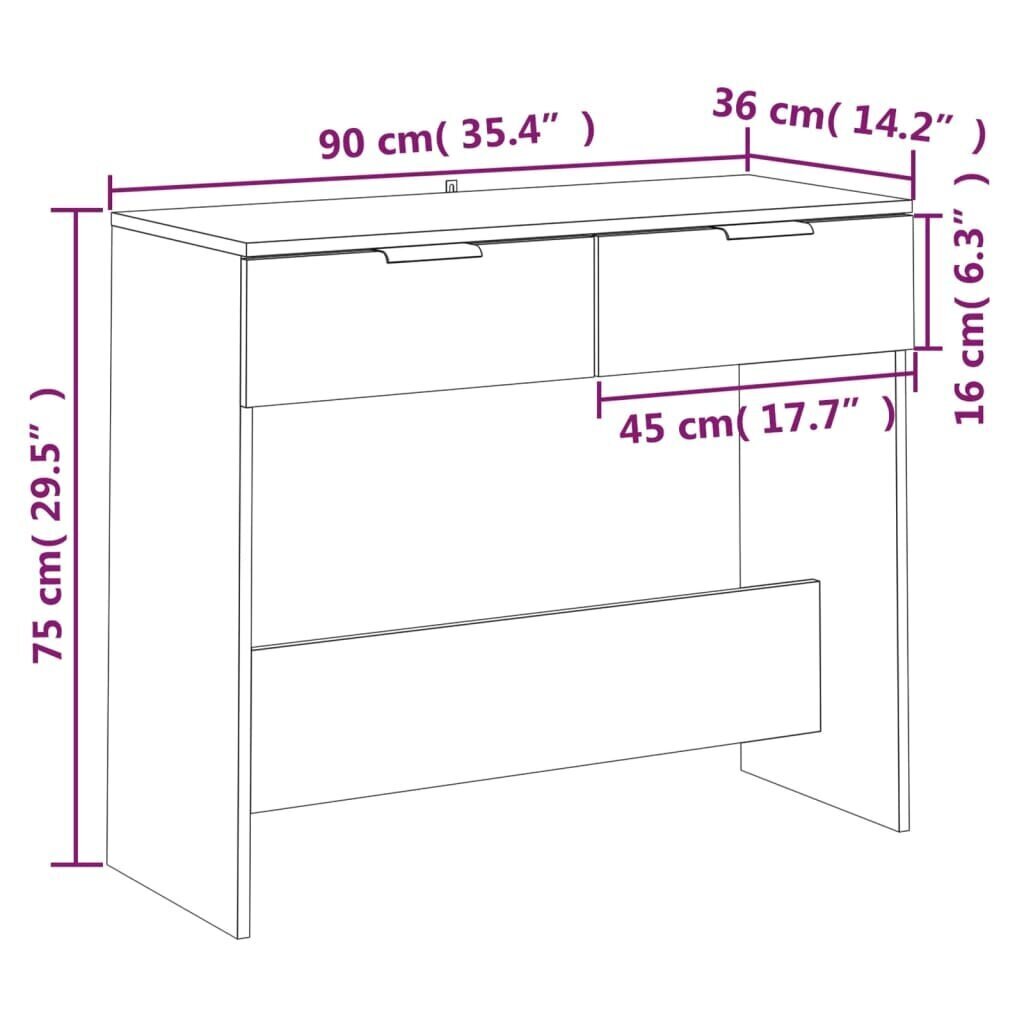 Konsoles galdiņš, betona pelēks, 90x36x75cm, koka cena un informācija | Konsoles galdiņi | 220.lv