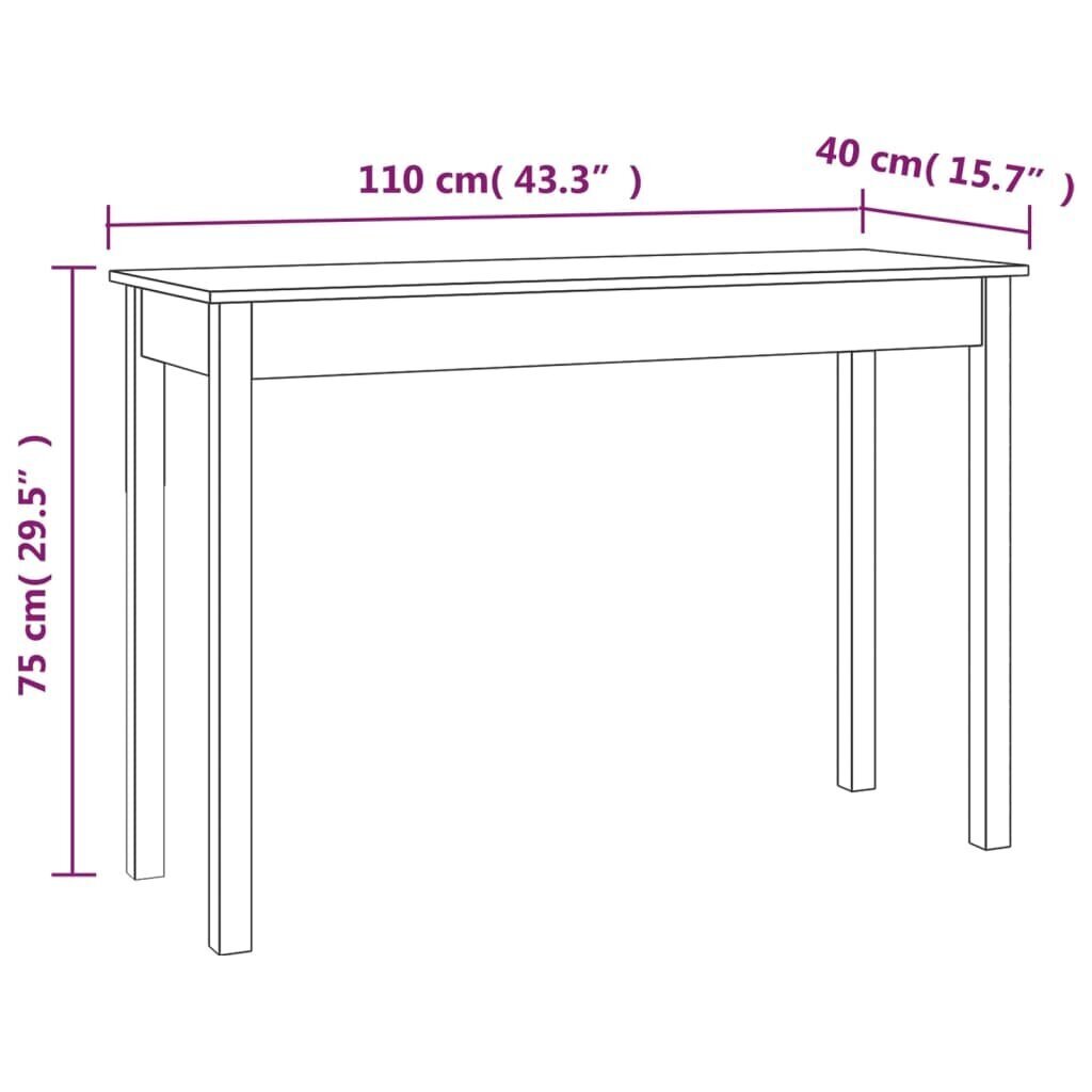 Konsoles galdiņš, pelēks, 110x40x75cm, priedes masīvkoks cena un informācija | Konsoles galdiņi | 220.lv