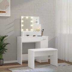 Tualetes galdiņa komplekts ar LED, balts, apstrādāta koksne цена и информация | Туалетные столики | 220.lv