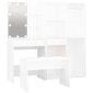 Tualetes galdiņa komplekts ar LED, balts, apstrādāta koksne цена и информация | Kosmētikas galdiņi | 220.lv