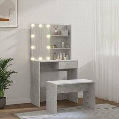 Tualetes galdiņa komplekts ar LED, betona pelēks, koka цена и информация | Туалетные столики | 220.lv