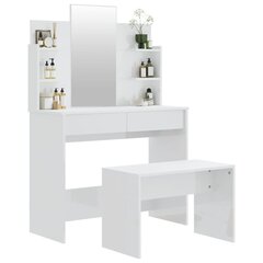 Tualetes galdiņa komplekts, balts, 96x40x142cm, blizgus cena un informācija | Kosmētikas galdiņi | 220.lv