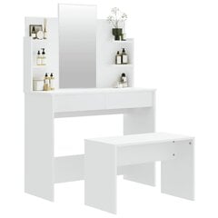 Tualetes galdiņa komplekts, balts, 96x40x142cm cena un informācija | Kosmētikas galdiņi | 220.lv