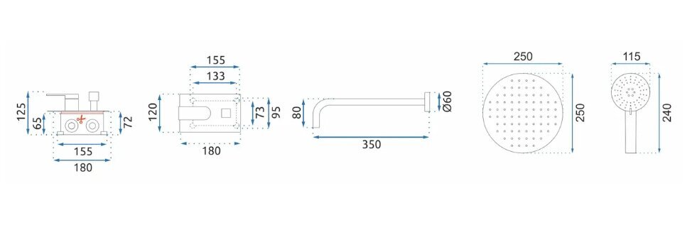 Slēptās dušas komplekts Verso Brushed Nickel + BOX cena un informācija | Dušas komplekti un paneļi | 220.lv