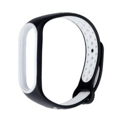 Силиконовый ремешок Xiaomi Mi Band 5/6/7 - Чёрный/Белый цена и информация | Аксессуары для смарт-часов и браслетов | 220.lv