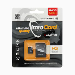 Atmiņas karte Imro microSD 64GB + adapteris / Class 10 UHS цена и информация | Карты памяти для фотоаппаратов | 220.lv