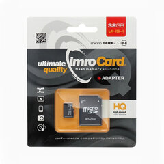 Atmiņas karte Imro microSD 32GB + adapteris / Class 10 UHS цена и информация | Карты памяти для фотоаппаратов | 220.lv