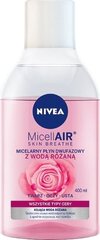 Мицеллярное двухфазное средство для снятия макияжа с розовой водой Nivea Micell Air Skin Breathe, 400 мл цена и информация | Средства для очищения лица | 220.lv