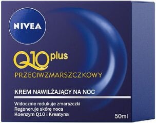 Ночной увлажняющий крем для лица против морщин Nivea Q10 Plus Anti-wrinkle moisturizing, 50 мл цена и информация | Наносите на чистую кожу лица. Подержите около 10-15 минут и смойте водой. | 220.lv