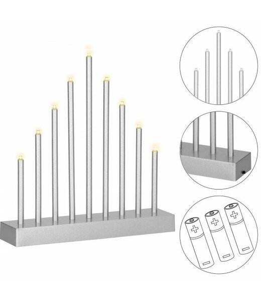 Ziemassvētku LED svečturis Springos 9LED, sudrabs cena | 220.lv