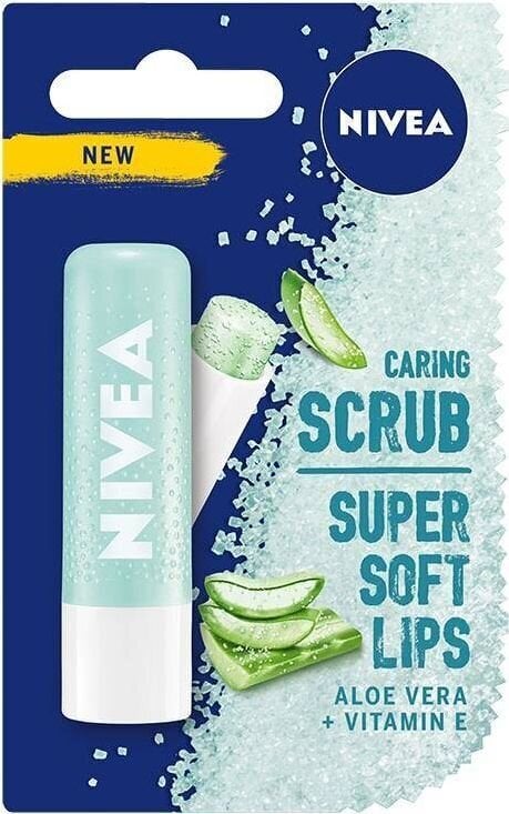 Lūpu skrubja balzams Nivea Aloe Vera Caring Scrub Lip Balm, 5 ml цена и информация | Lūpu krāsas, balzāmi, spīdumi, vazelīns | 220.lv