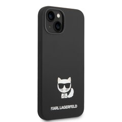 Silikona vāciņš Karl Lagerfeld Choupette paredzēts iPhone 14 melns cena un informācija | Telefonu vāciņi, maciņi | 220.lv