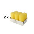 Svece - cilindriska, dzeltena, D 6 cm, A 11,5 cm, 24 h, 6 gab., iepakojumā 2 gab.
