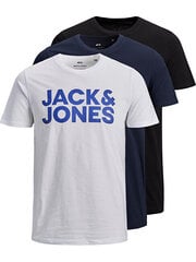 3 PACK - vīriešu t-krekls JJECORP 12191762 Melns цена и информация | Мужские футболки | 220.lv