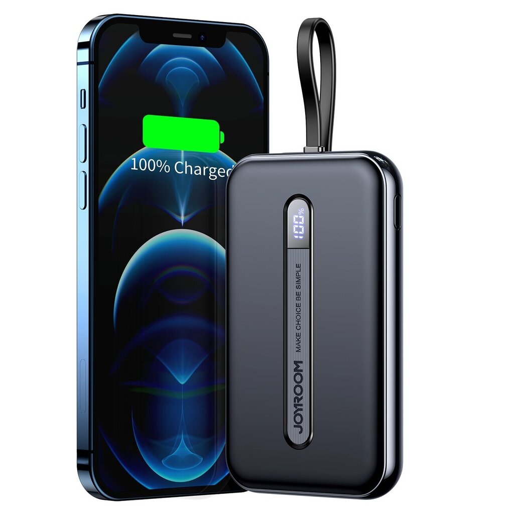 Joyroom power bank with built-in Lightning cable 20W 10000mAh PD QC3.0 black (JR-L001- Lightning) cena un informācija | Lādētāji-akumulatori (Power bank) | 220.lv