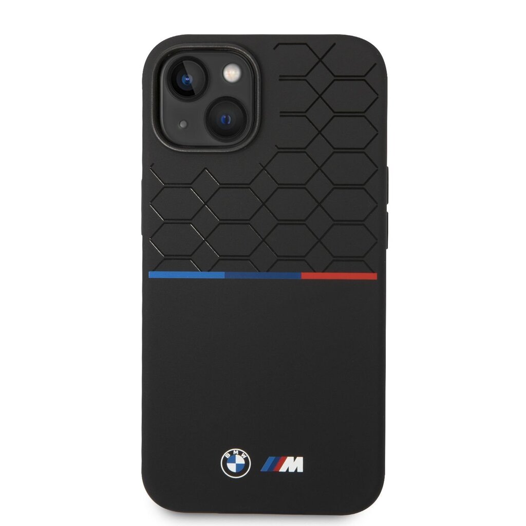 BMW M Liquid Silicone Tricolor Case for iPhone 14 Plus Black cena un informācija | Telefonu vāciņi, maciņi | 220.lv