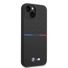 BMW M Liquid Silicone Tricolor Case for iPhone 14 Plus Black cena un informācija | Telefonu vāciņi, maciņi | 220.lv