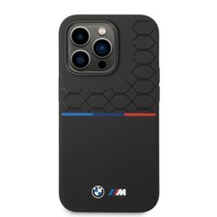 BMW M Liquid Silicone Tricolor Case for iPhone 14 Pro Black цена и информация | Чехлы для телефонов | 220.lv