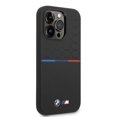 BMW M Liquid Silicone Tricolor Case for iPhone 14 Pro Max Black cena un informācija | Telefonu vāciņi, maciņi | 220.lv