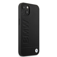 BMW Leather Hot Stamp Case for iPhone 14 Black cena un informācija | Telefonu vāciņi, maciņi | 220.lv