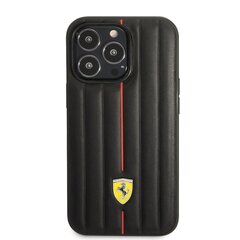 Ferrari Leather Embossed Stripes Case for iPhone 14 Pro Black cena un informācija | Telefonu vāciņi, maciņi | 220.lv