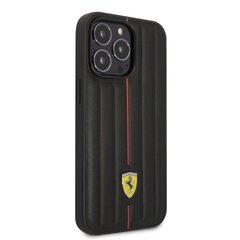 Ferrari Leather Embossed Stripes Case for iPhone 14 Pro Black cena un informācija | Telefonu vāciņi, maciņi | 220.lv