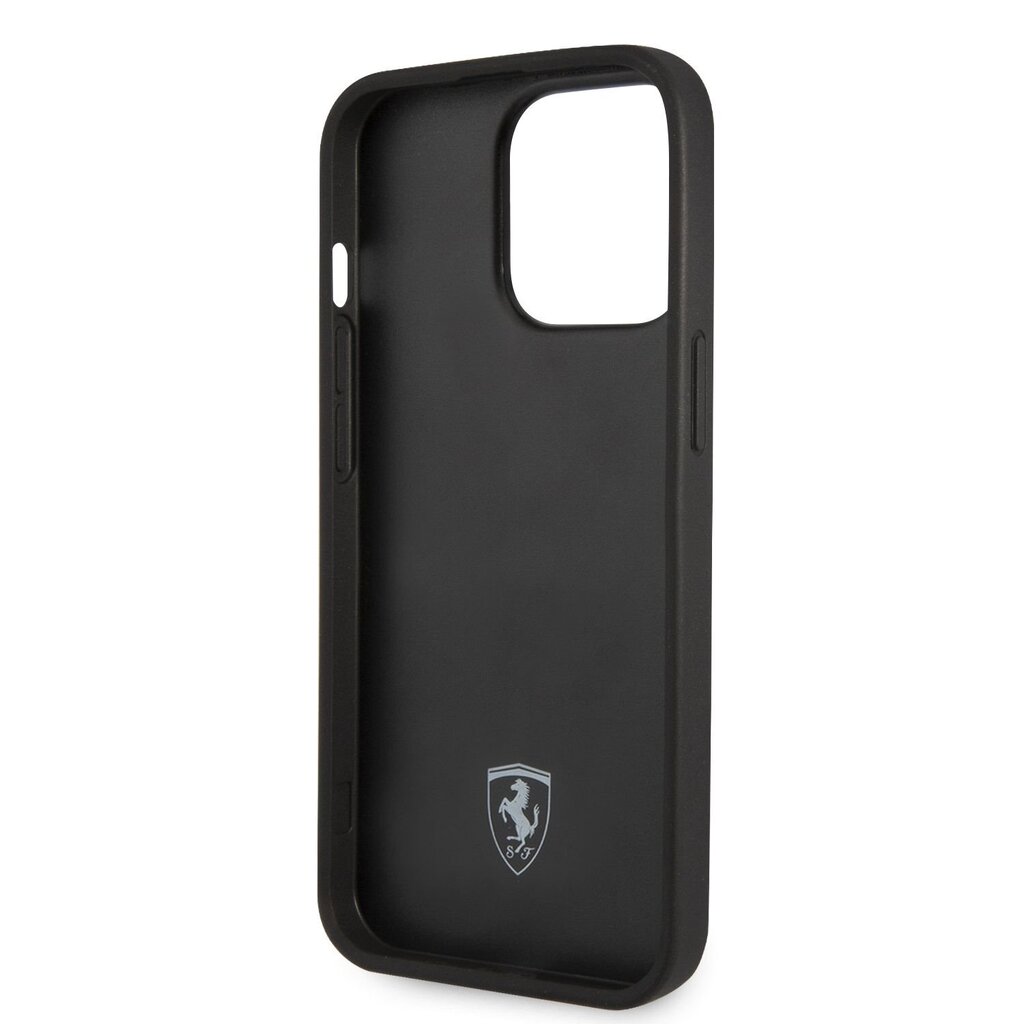 Ferrari Leather Embossed Stripes Case for iPhone 14 Pro Max Black cena un informācija | Telefonu vāciņi, maciņi | 220.lv