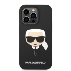 Karl Lagerfeld Liquid Silicone Karl Head Case for iPhone 14 Pro Black цена и информация | Чехлы для телефонов | 220.lv