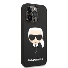 Karl Lagerfeld Liquid Silicone Karl Head Case for iPhone 14 Pro Black cena un informācija | Telefonu vāciņi, maciņi | 220.lv