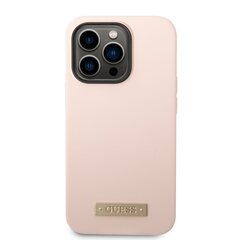 Guess Silicone Metal Logo MagSafe Compatible Case for iPhone 14 Pro Pink cena un informācija | Telefonu vāciņi, maciņi | 220.lv