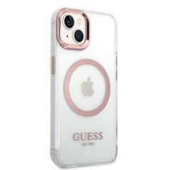 Guess Transparent MagSafe Compatible Case for iPhone 14 Plus Pink cena un informācija | Telefonu vāciņi, maciņi | 220.lv