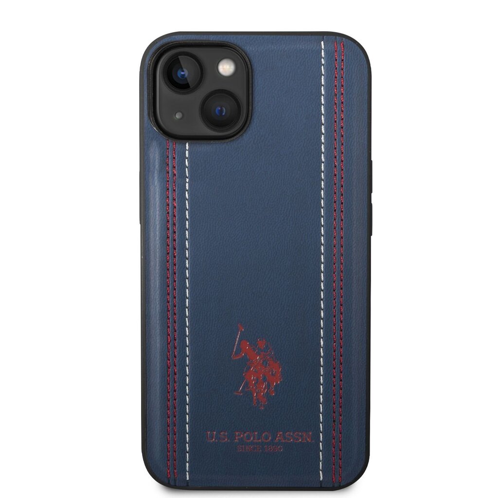 U.S. Polo PU Leather Stitched Lines Case for iPhone 14 Navy cena un informācija | Telefonu vāciņi, maciņi | 220.lv